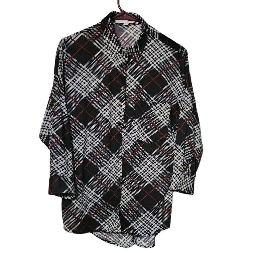 Eden And Olivia Tab Sleeve Blouse With Button Up Back And Front Sz M